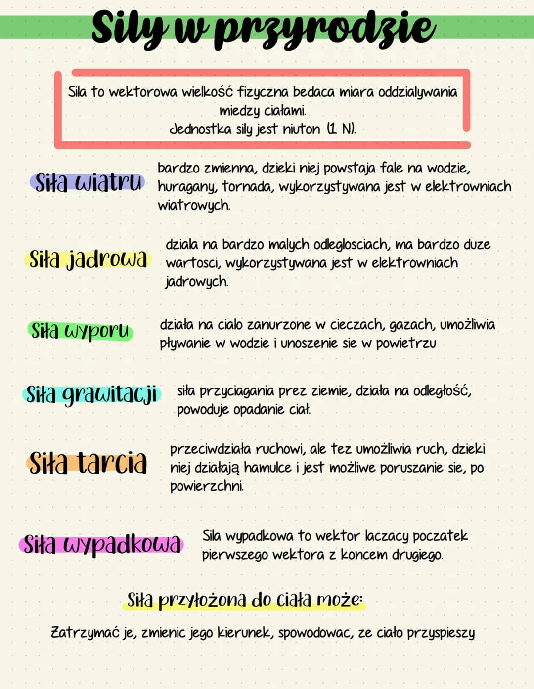 # Sily w przyrodzie
Sila to wektorowa wielkość fizyczna bedaca miara oddzialywania
miedzy ciałami.
Jednostka sily jest niuton (1 N).
bardz