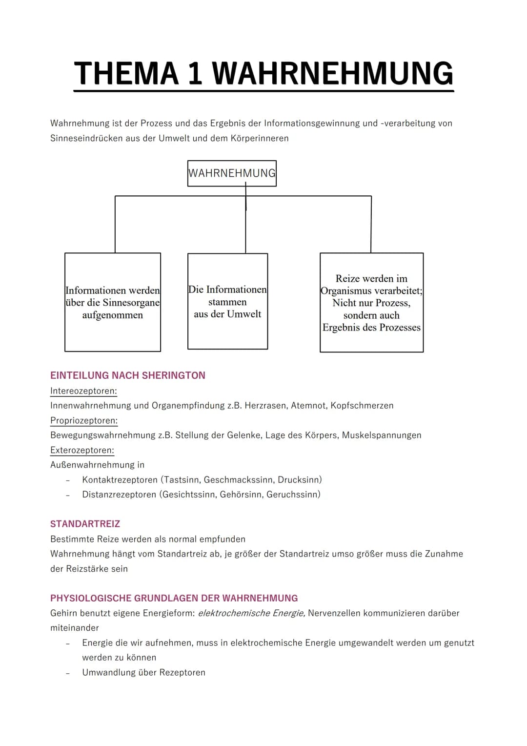 <p>Die Wahrnehmung ist der Prozess und das Ergebnis der Informationsgewinnung und -verarbeitung von Sinneseindrücken aus der Umwelt und dem