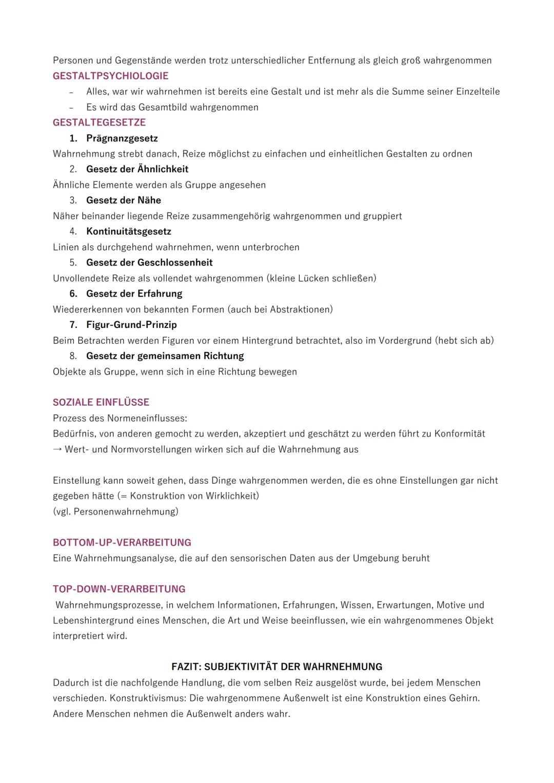 <p>Die Wahrnehmung ist der Prozess und das Ergebnis der Informationsgewinnung und -verarbeitung von Sinneseindrücken aus der Umwelt und dem