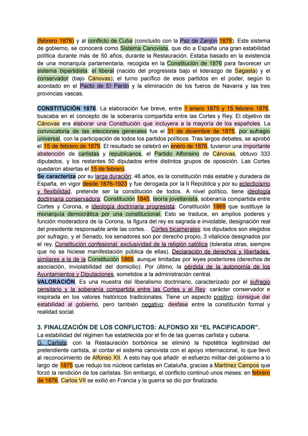 # 7.1 LA RESTAURACIÓN.
Definimos como Restauración, al periodo histórico a finales del siglo XIX que se caracteriza
por la vuelta al trono