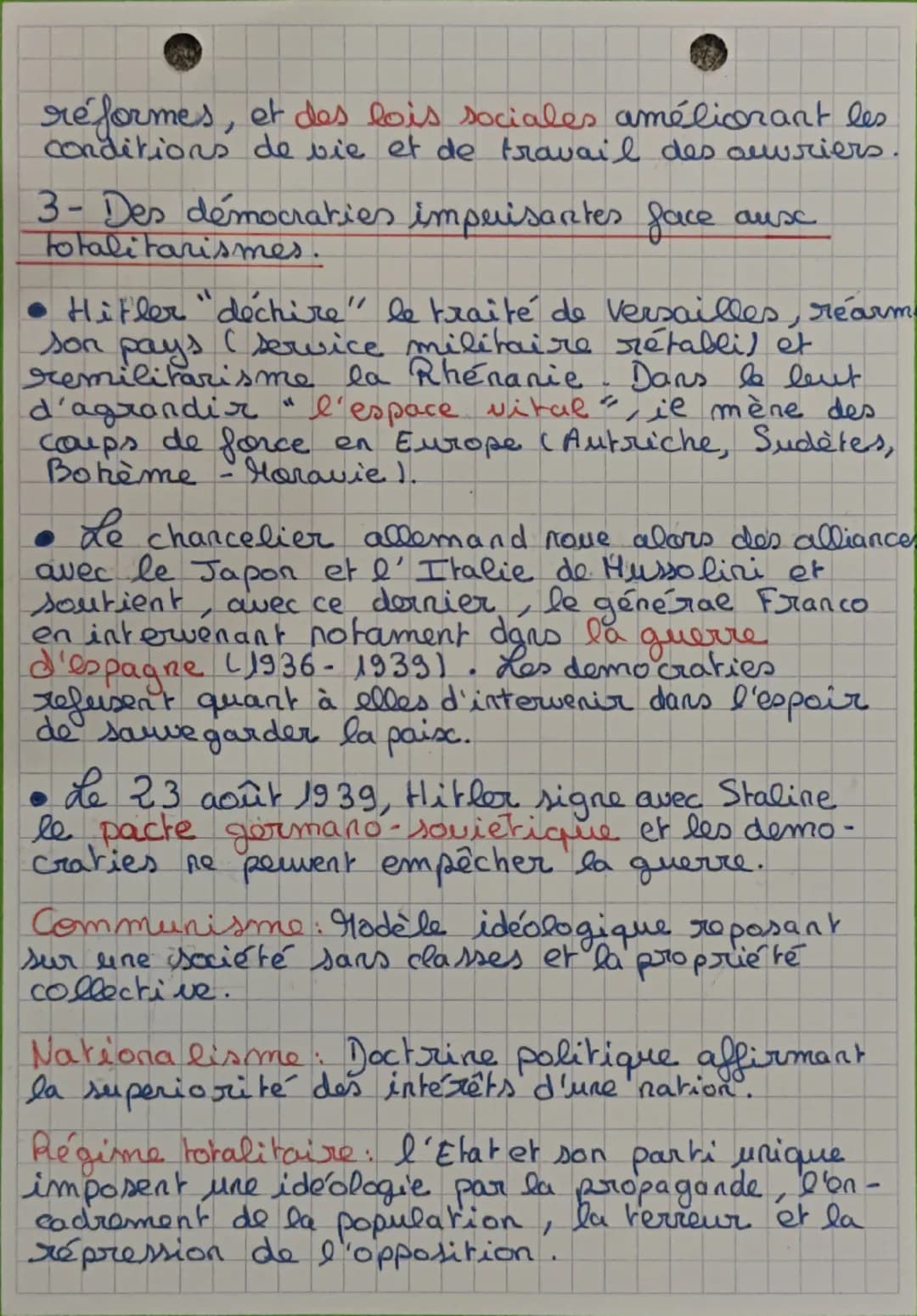 # Histoire
Democraties fragilisées et experiences
totalitaires dans l'Europe de l'entre-
deusx - guerres.
1- Des idéologies totalitaires p