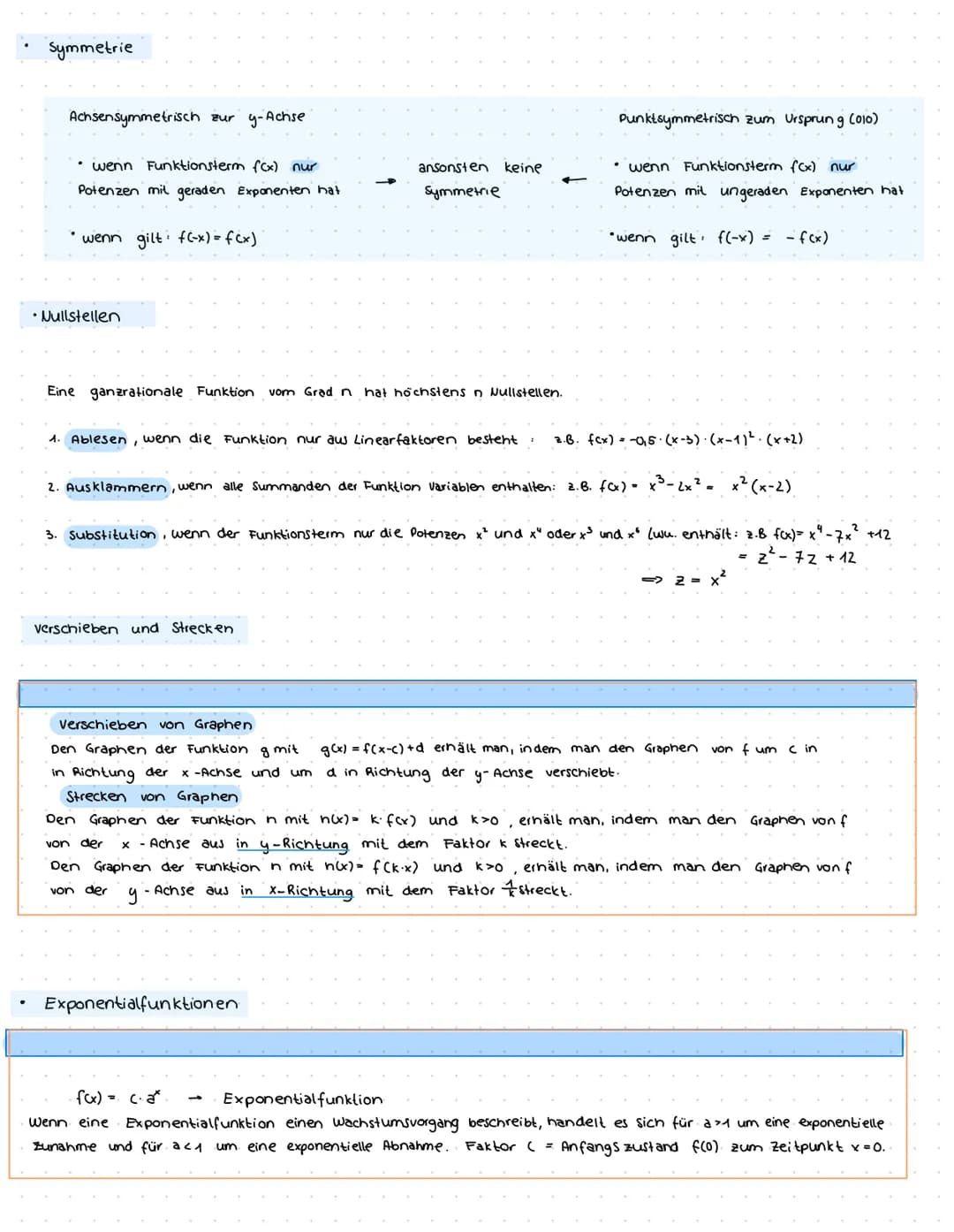 # ZENTRALKLAUSUR
THEMENÜBERSICHT:
1. Funktionen
* Potenzgesetze / Polenzfunktionen
* Ganzrationale Funktionen
* Symmetrie, Nullstel