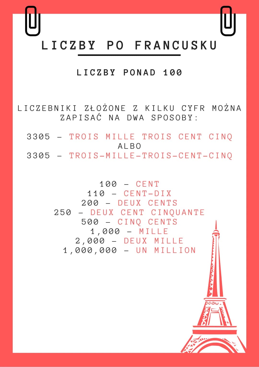 @
@
# LICZBY PO FRANCUSKU
## CYFRY OD O DO 20
- 0 - ZÉRO
- 1 - UN
- 2 - DEUX
- 3 - TROIS
- 4 - QUATRE
- 5 - CINQ
- 6 - SIX
- 7 - SEPT
- 8