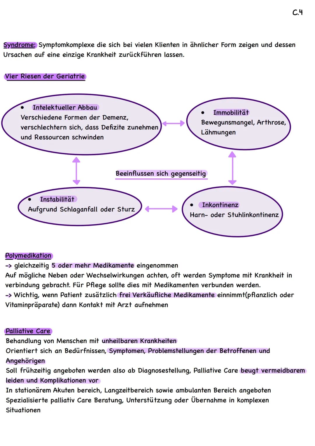 # Multimorbidität
C.4
## Bedeutung für den Menschen
Chronisch krank = über längere Zeit, in der Regel länger als 4 Wochen, krank
Palliati