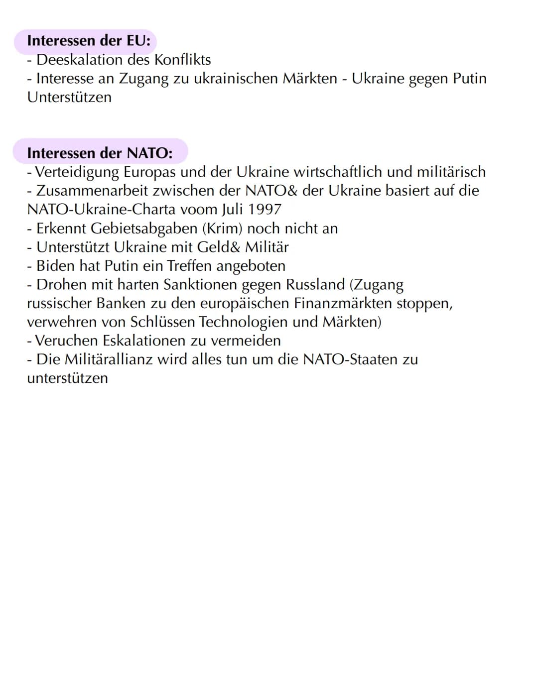 # KONFLIKTANALYSE
Ukraine-Russland
Konflikt
Putin
Krieg in der
Ukraine
Zelenskyy
Interessen/Ziele
NATO-Osterweitung
verhindern
Macht D