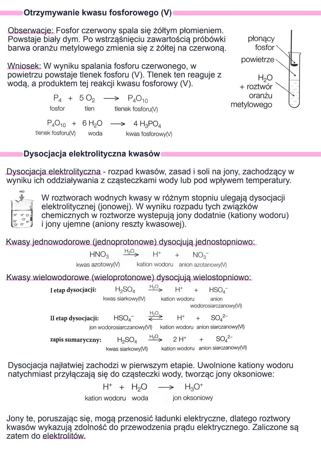 # Kwasy
Kwasy to związki chemiczne, których cząsteczki są zbudowane z atomów wodoru
oraz reszty kwasowej. Mają postać:
$H_n R^m$
Jeśli re