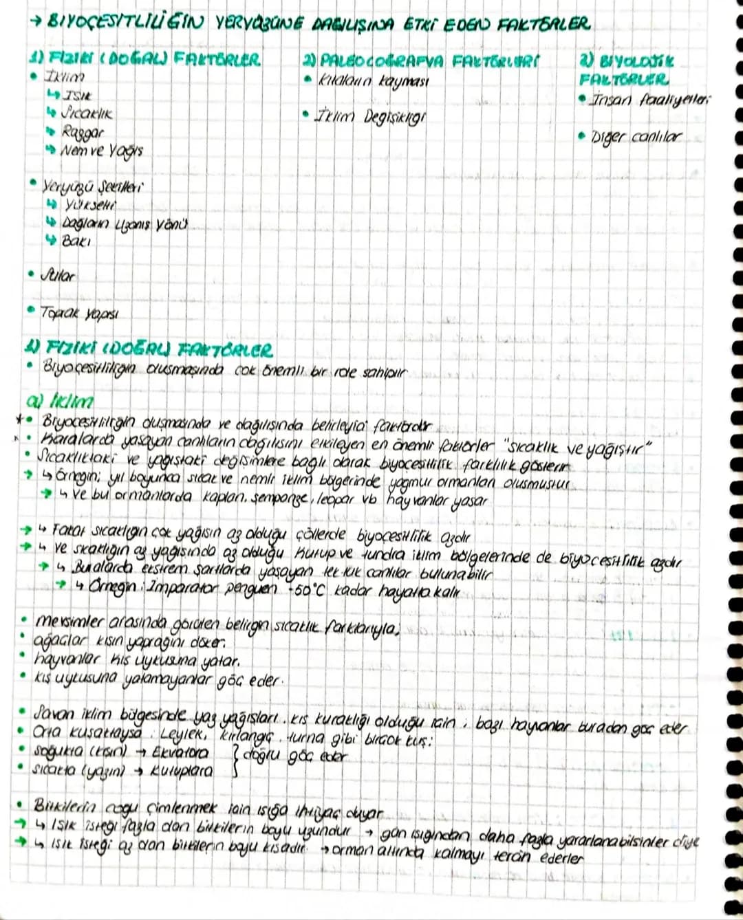 →BIYOÇESITLILIGIN YERYÜZÜNE DAGILIŞINA ETKİ EDEN FAKTERLER
1) FIZIKI (DOGALW FAKTERLER
* Iklion
* ISIK
* Sıcaklık
* Raggar
* Nem
