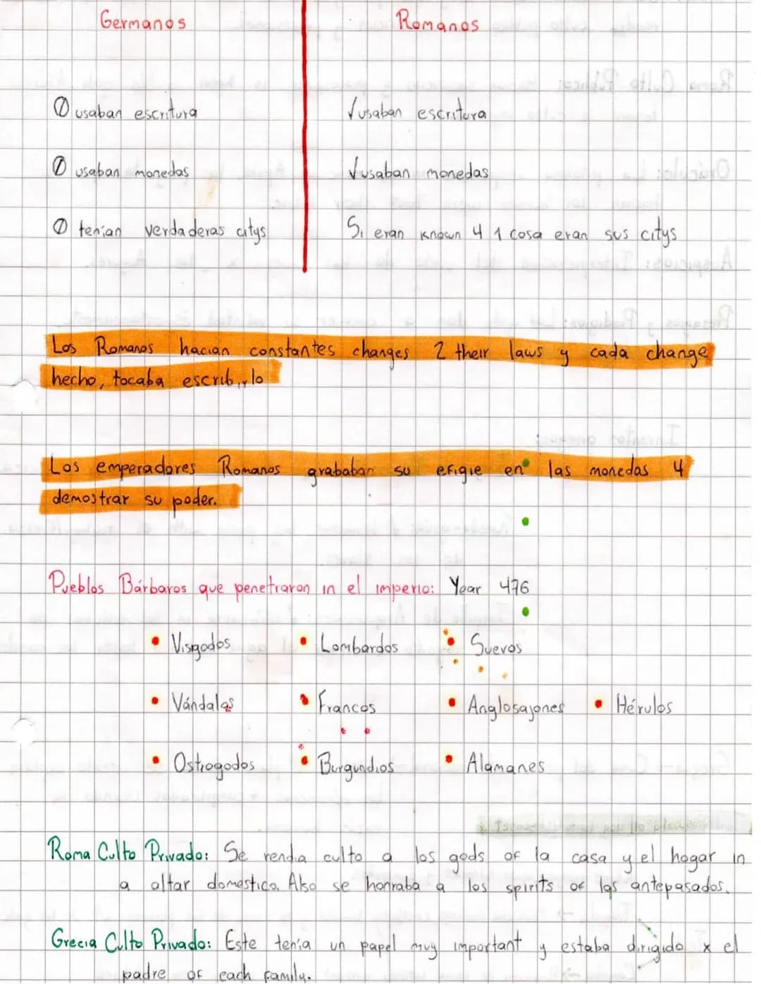 Germanos
Romanos
usaban escritura
Vusaban escritura
Ousaban monedas
Vusaban monedas
tenían verdaderas citys.
S
eran known 4 1 cosa er
