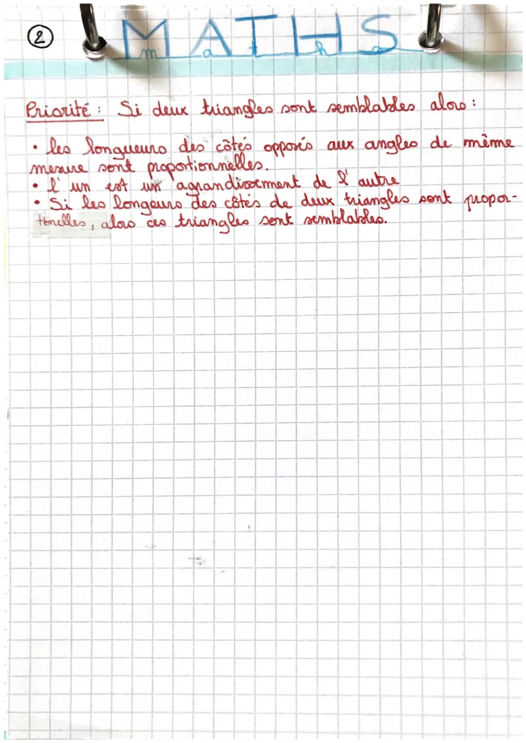 # MATHS
LE THEORÈME DE THALES:
→ Si les points A,B,M et A, C, N sont alignés et si
les droites (BC) et (MN) sont paralleles alors:
$\frac