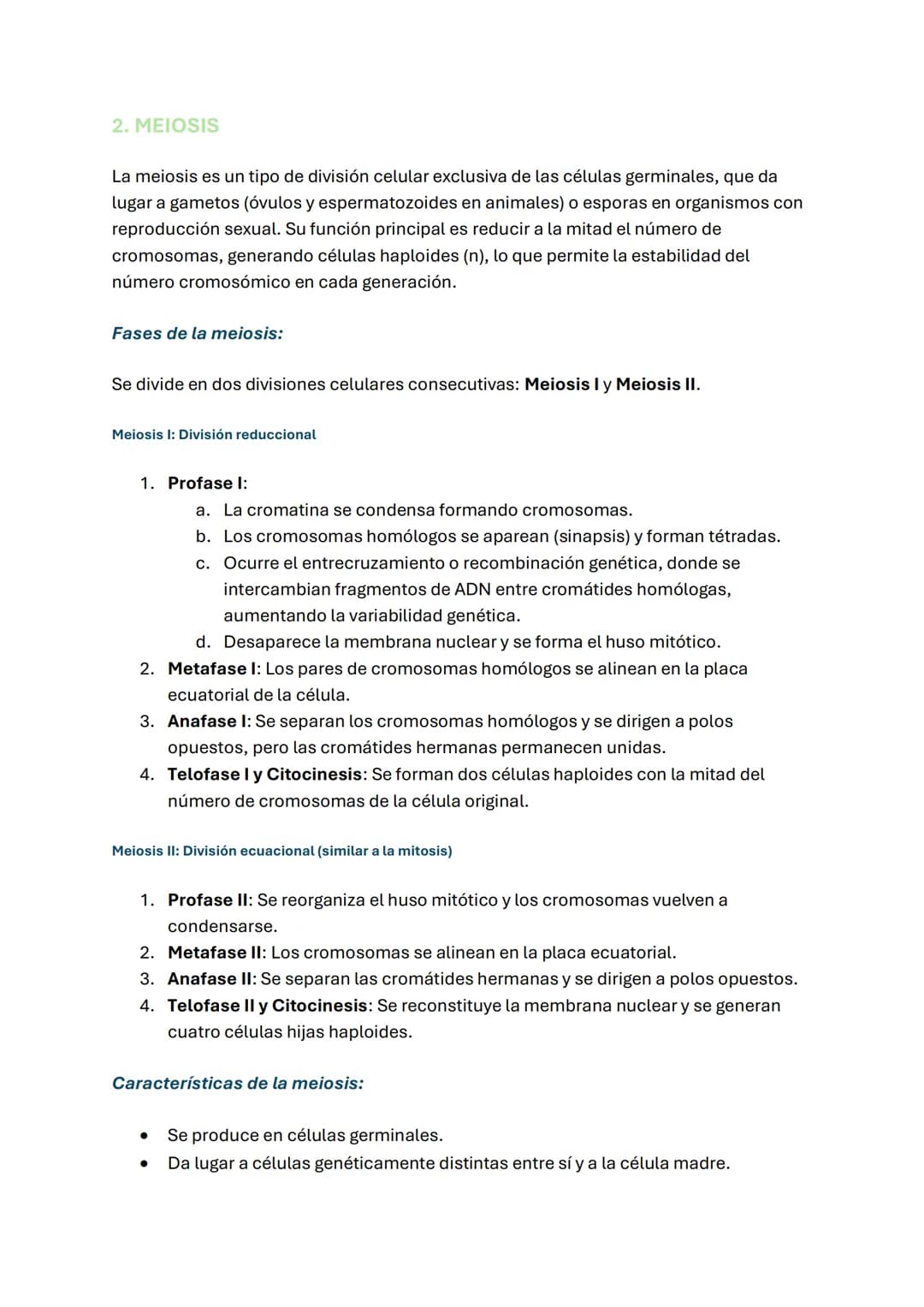 # MITOSIS Y MEIOSIS CELULAR
1. Mitosis
La mitosis es el proceso de división celular mediante el cual una célula madre origina
dos células
