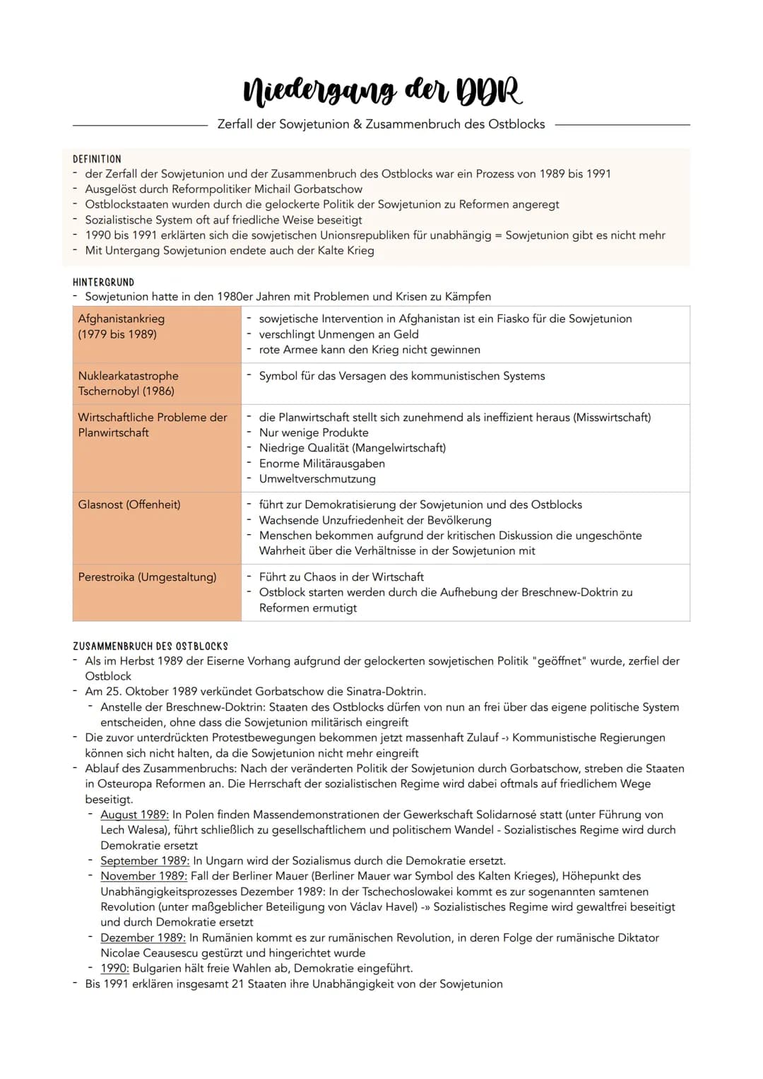 # Niedergang der DDR
Zerfall der Sowjetunion & Zusammenbruch des Ostblocks
DEFINITION
- der Zerfall der Sowjetunion und der Zusammenbruch d