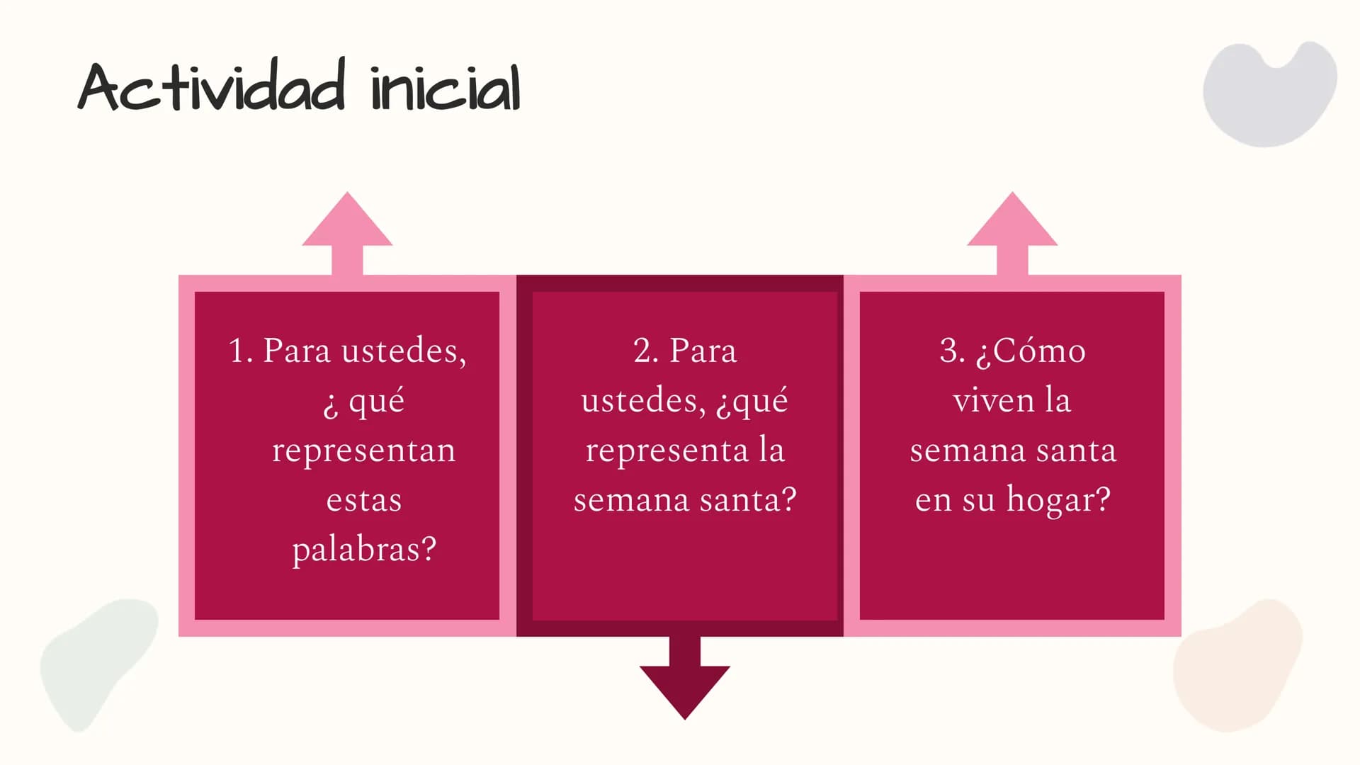 # Triduo Pascual
Taller de padres
Marzo 2023
Jueves
Santo
Viernes
Santo
Sábado
de Gloria # Oración
Querido Jesús
Vengo a ofrecer