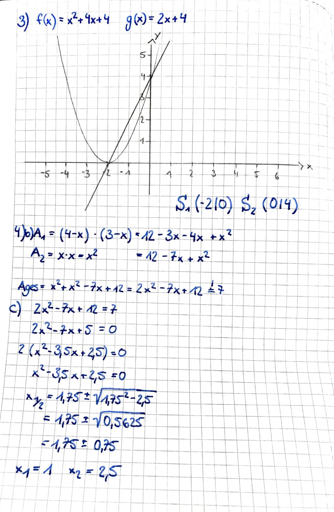 Klasse 9a
Quadratische Funktionen und
quadratische Gleichungen
Arbeit Nr. 4
06.06.2019
Aufgabe 1 (3+3+3 BE)
Löse die folgenden Gleichungen.