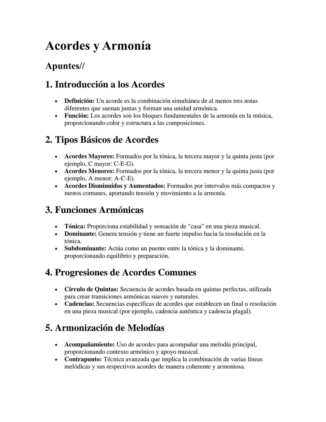 # Acordes y Armonía
Apuntes//
1. Introducción a los Acordes
- Definición: Un acorde es la combinación simultánea de al menos tres notas
d