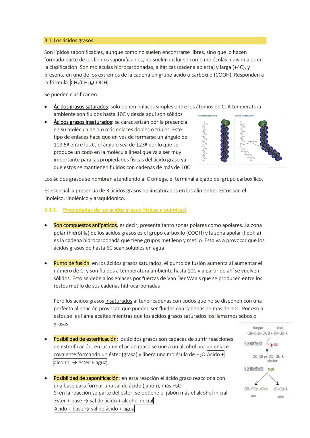 # Tema 3: LOS LÍPIDOS
1. CARACTERÍSTICAS GENERALES
Son biomoléculas orgánicas con funciones más amplias que las de los glúcidos. Están for