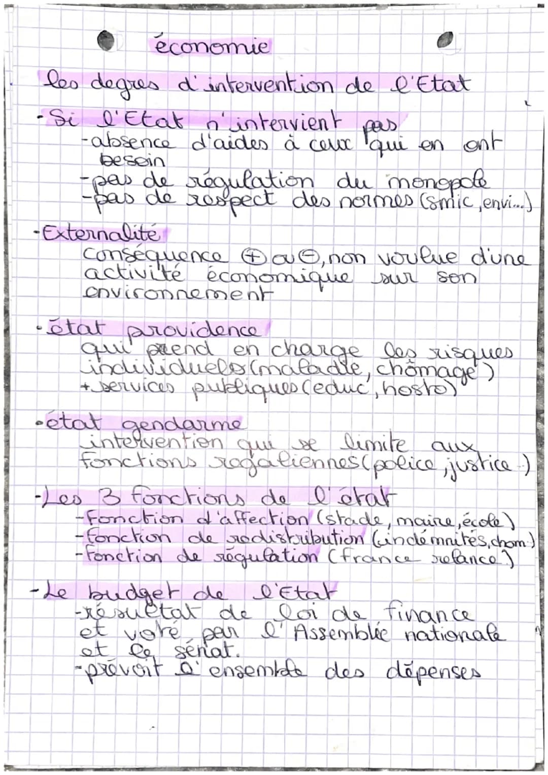 # économie
les degres d'intervention de l'Etat
-Si l'Etat n'intervient pas
-absence d'aides à ceux qui en ont
besoin
-pas de régulation