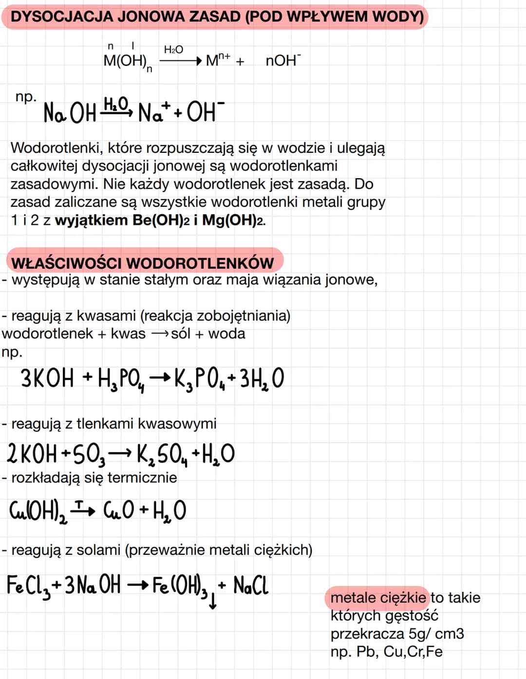 # WODOROTLENKI
związki chemiczne zbudowane z kationów metali i anionów
wodorotlenkowych.
WZÓR OGÓLNY
nI
M(OH)n
Mn+-kation metalu
OH anio