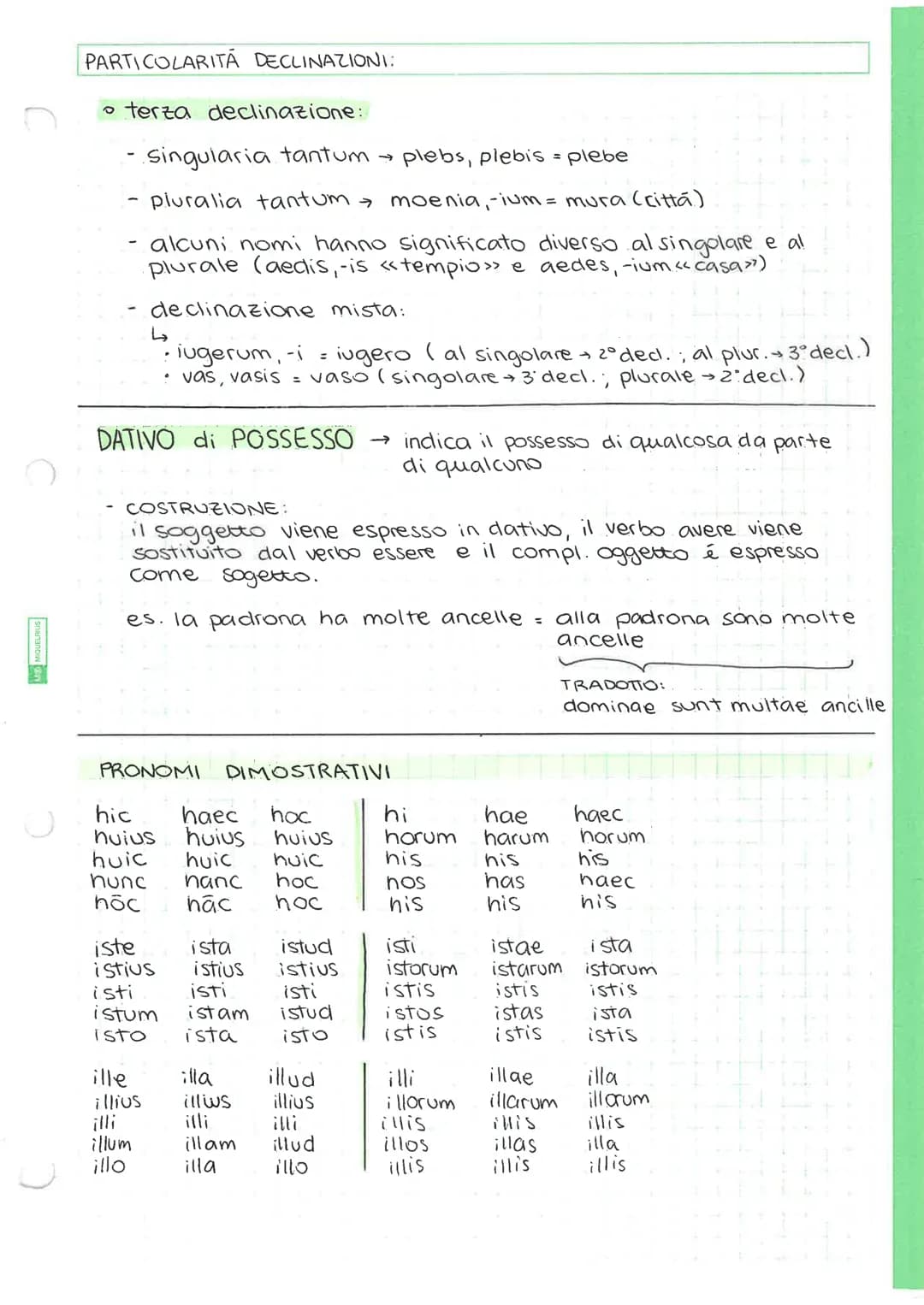 DECLINAZIONI
• prima declinazione:
N insul-a l'isola insul- ae le isole
G insul-ae dell'isoka insul-arum delle isole
D insul-ae all'isola i