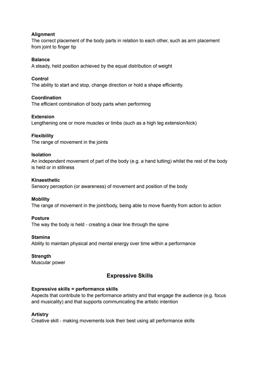 GCSE Dance: Subject Specific Vocabulary
ASDR
Actions
What a dancer is doing: travelling, turning, elevation, gesture, stillness, use of bo