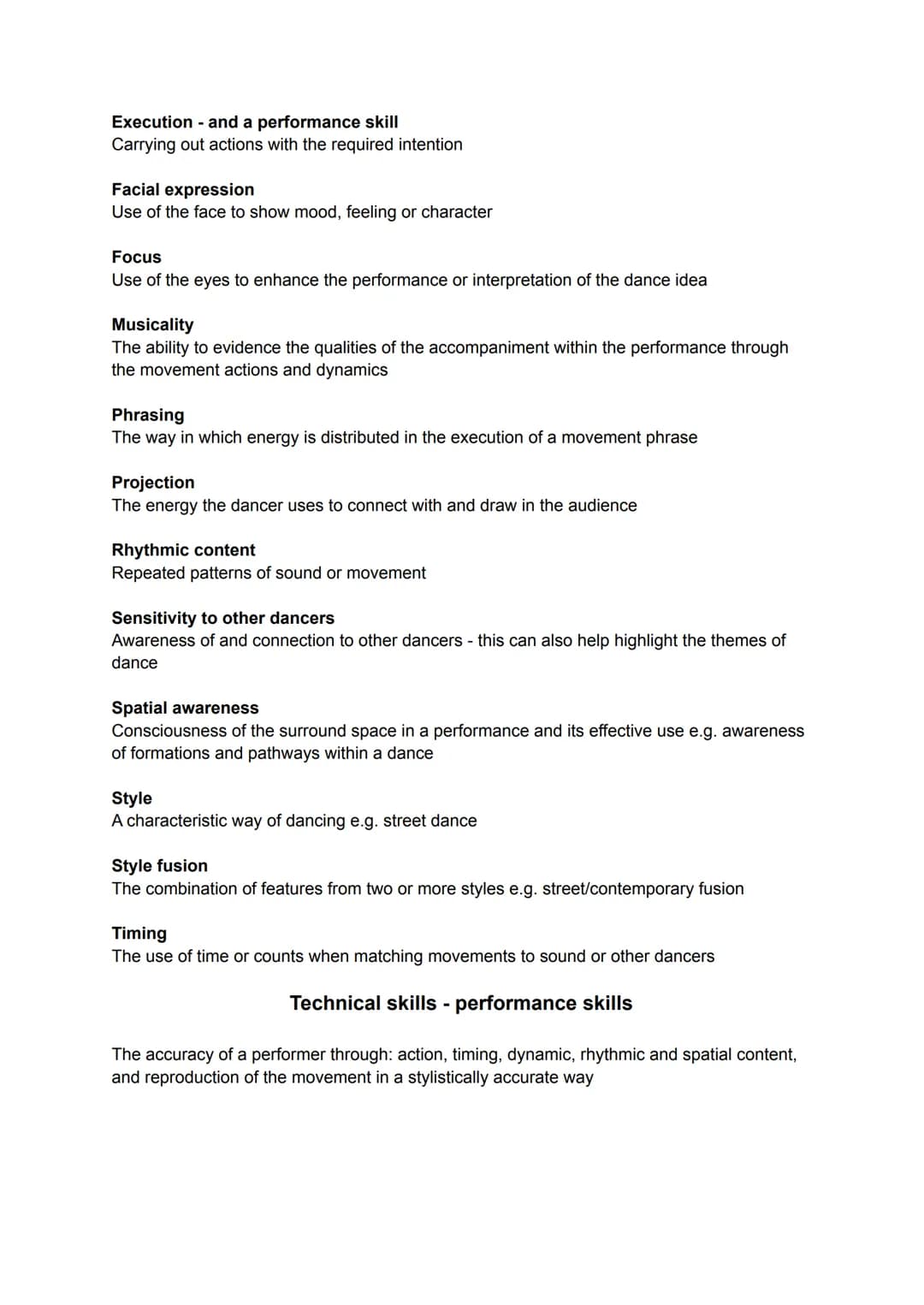 GCSE Dance: Subject Specific Vocabulary
ASDR
Actions
What a dancer is doing: travelling, turning, elevation, gesture, stillness, use of bo