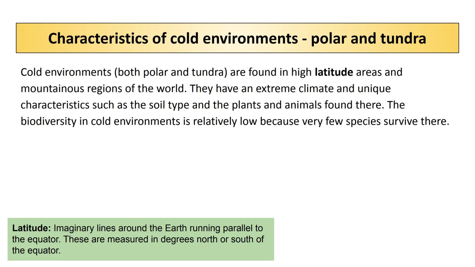 # ALASKA
&
COLD ENVIRONMENTS # Cold Environments
Cold environments are an important ecosystem with distinct characteristics and
adaptatio
