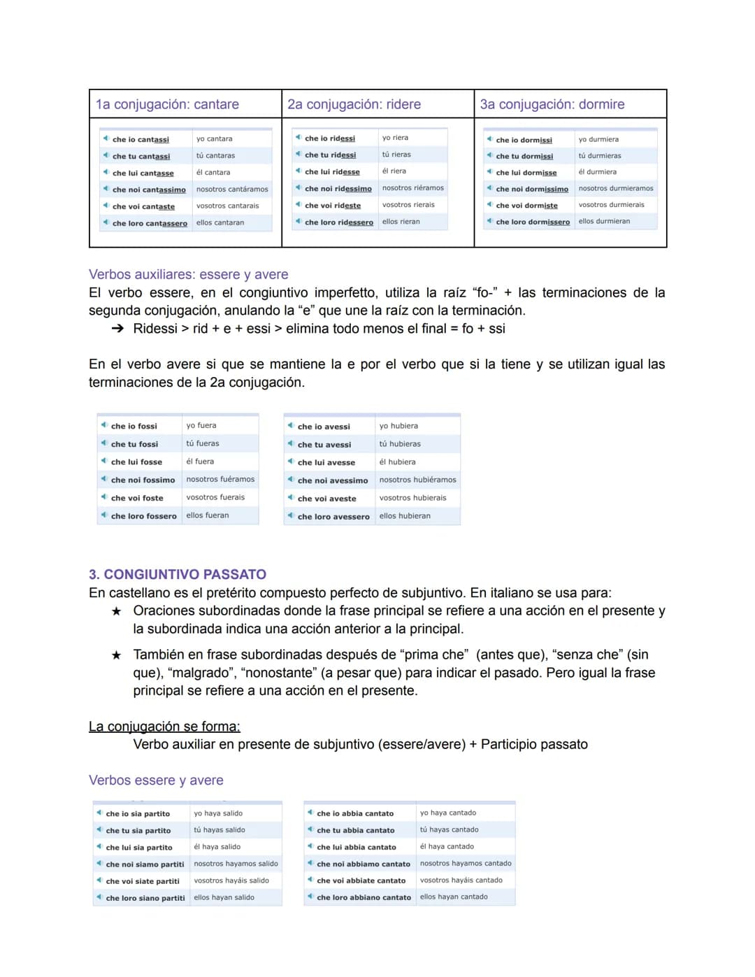 # ITALIANO II
CONGIUNTIVO - EL SUBJUNTIVO
Se utiliza en las frases subordinadas.
I tempi del congiuntivo sono quattro: presente, imperfet
