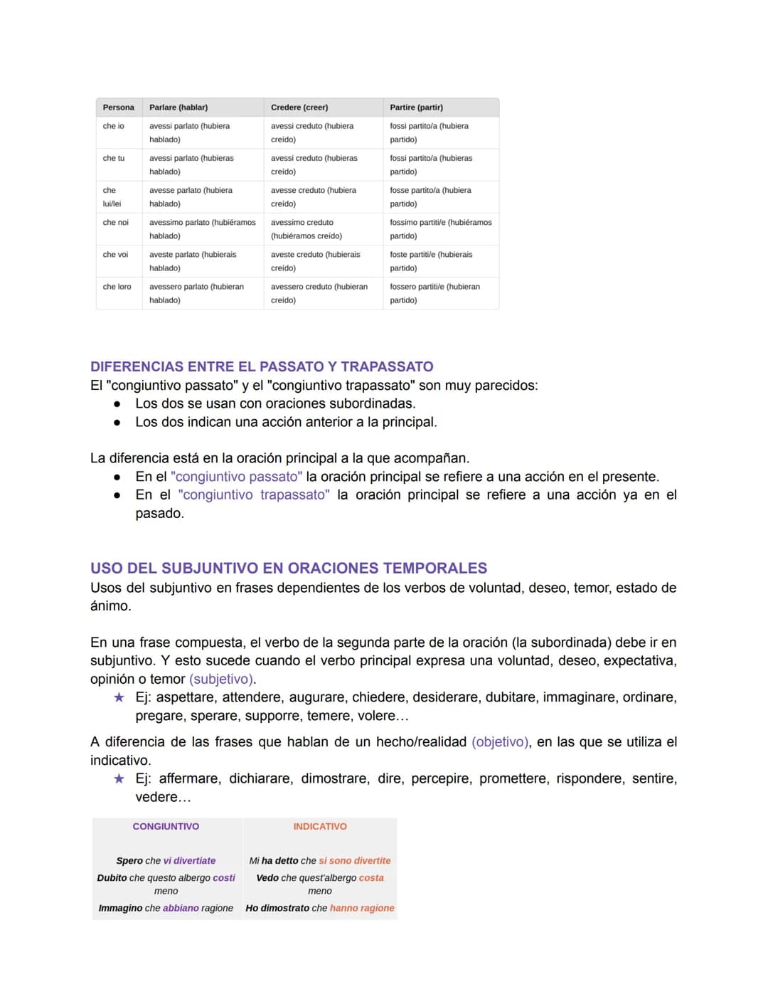 # ITALIANO II
CONGIUNTIVO - EL SUBJUNTIVO
Se utiliza en las frases subordinadas.
I tempi del congiuntivo sono quattro: presente, imperfet