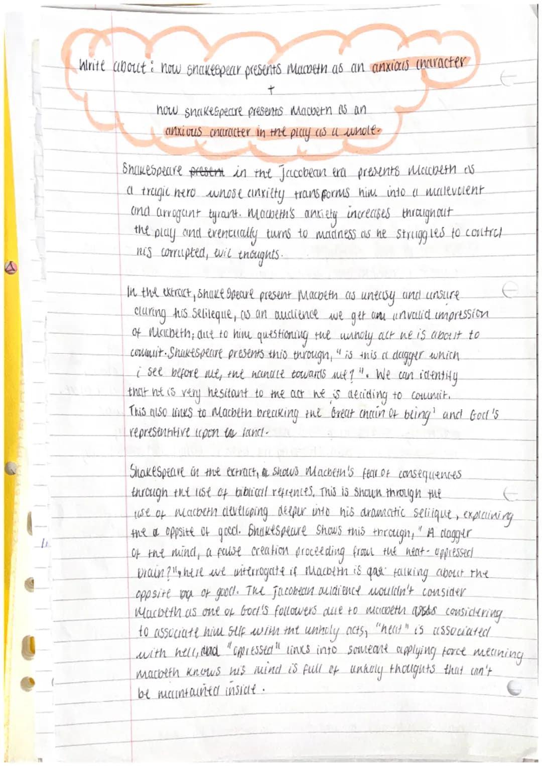 # hirite about: now snakespear presents Macbeth as an anxiais character
now shakespeare presents Macbern as an
anxious character in the pla