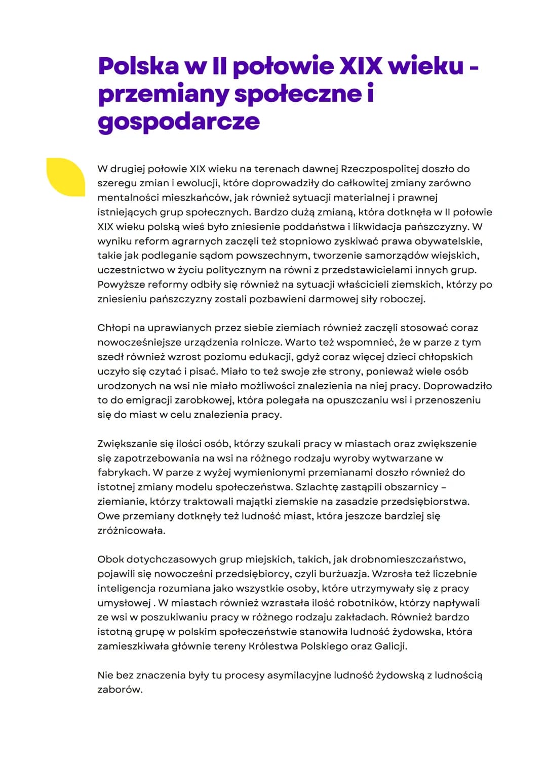 # Polska w II połowie XIX wieku -
przemiany społeczne i
gospodarcze
W drugiej połowie XIX wieku na terenach dawnej Rzeczpospolitej doszło d
