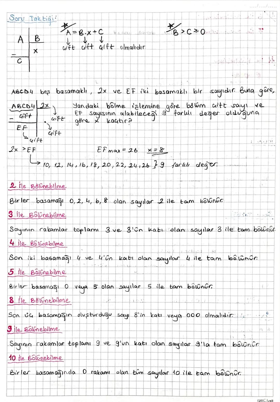 # BÖLME VE BÖLÜNEBİLME
B≠0, A, B, C ve k doğal sayı olmak üzere,
| A (Bölünen) | B (Bôlen) |
|---|---|
| - |
| K (Kalan) | C (Bolim) |
*