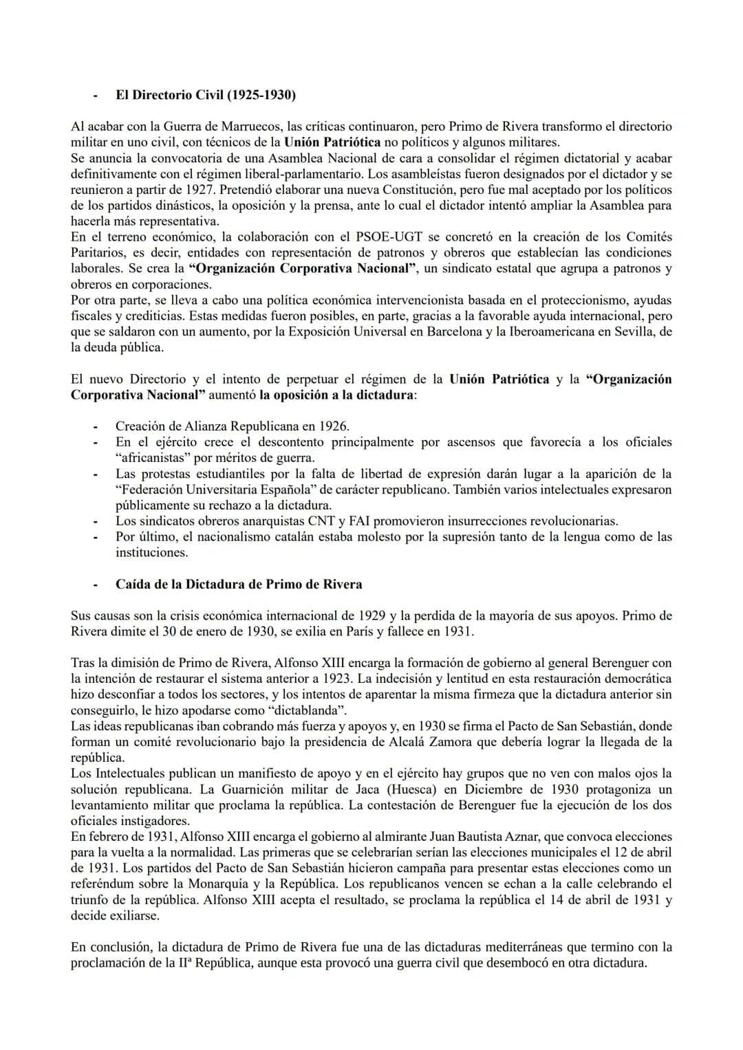 # Bloque 9: La crisis del Sistema de la Restauración y la caída de la Monarquía (1902-1931)
## Tema: La Dictadura de Primo de Rivera (1923-