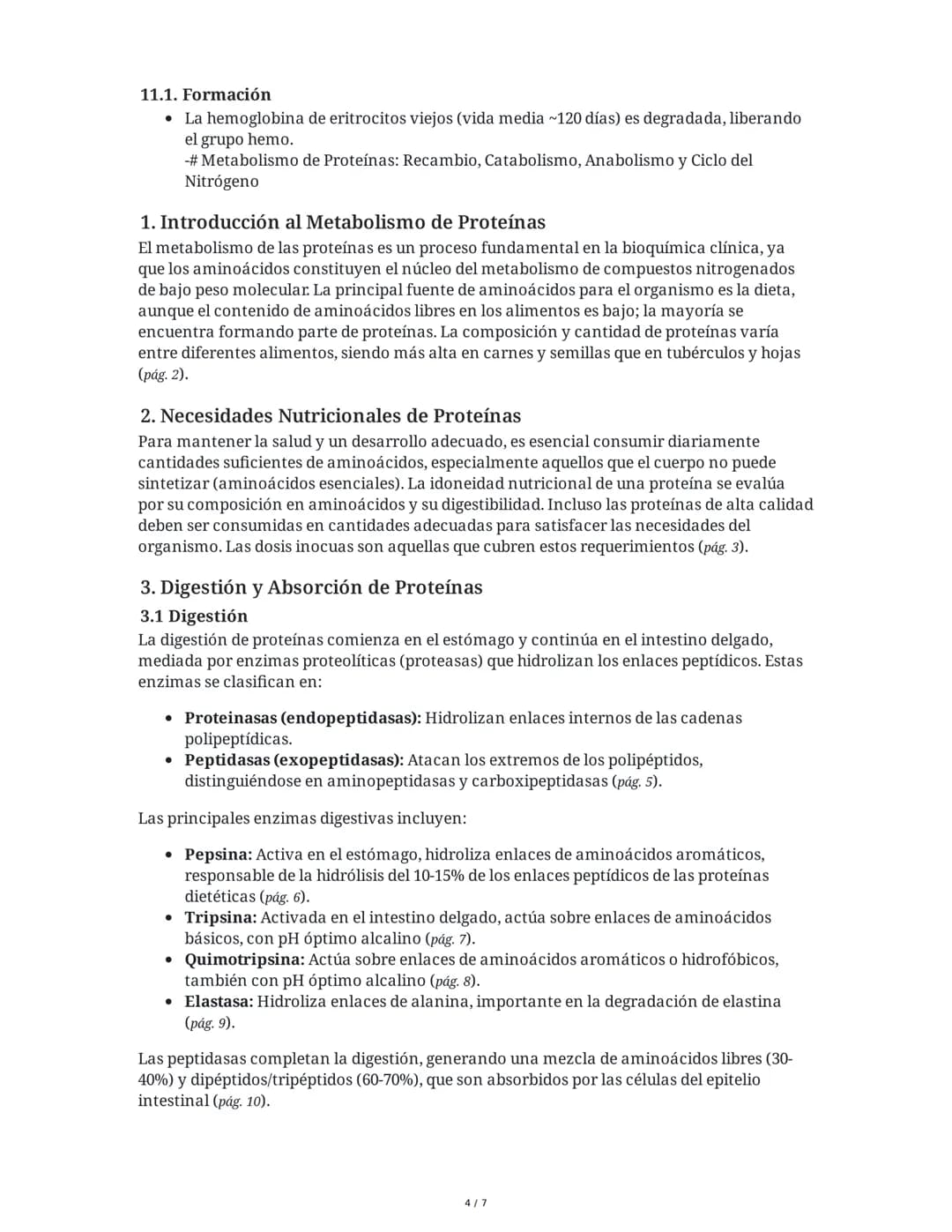 ## Metabolismo de Proteínas: Resumen Extendido
### 1. Introducción al Metabolismo de Proteínas
El metabolismo de las proteínas abarca el re