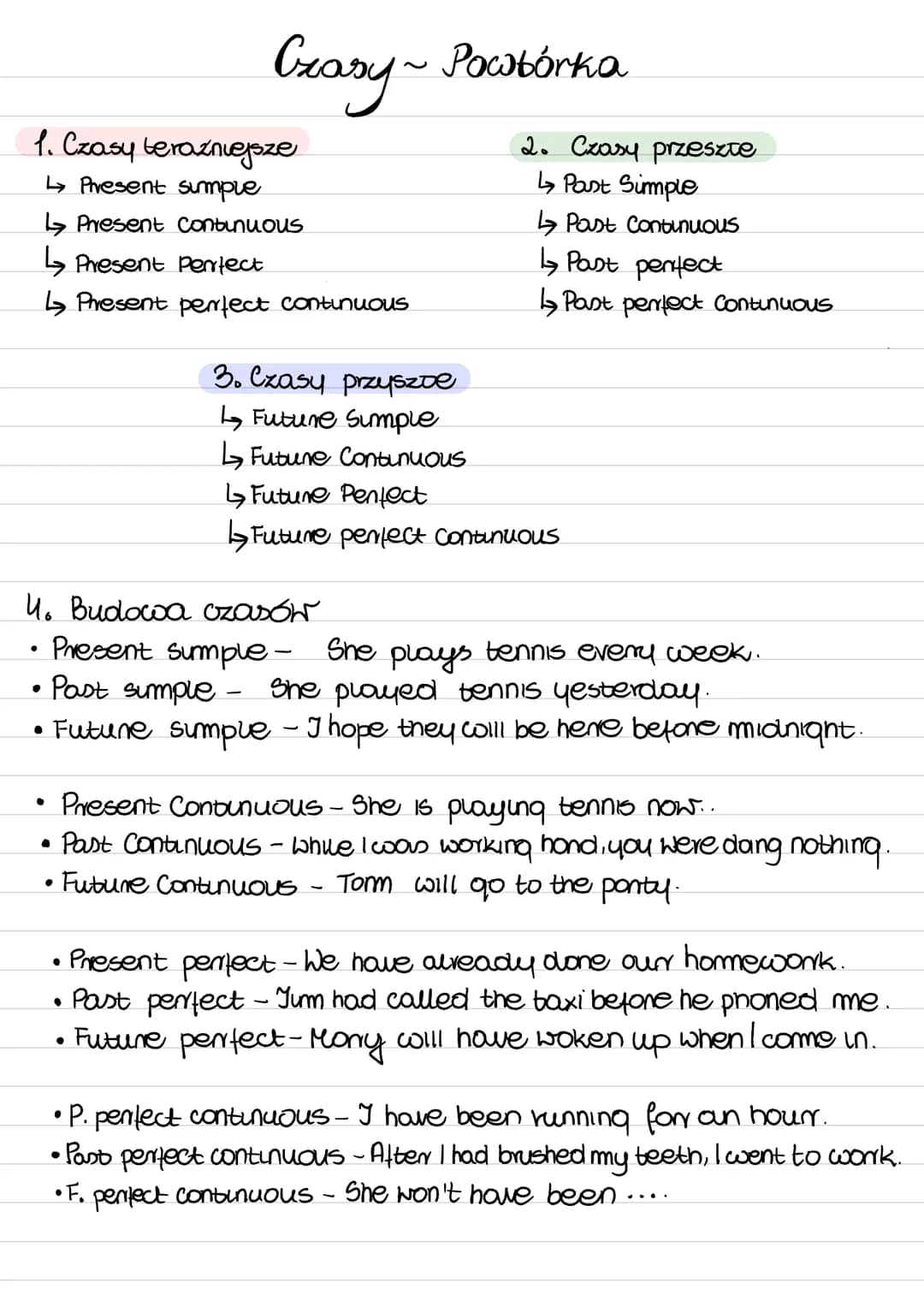 # Grasy ~ Powtórka
1. Czasy terazniejsze
↳ Present sumpie
Present continuous
Present Perfect
↳ Present perfect continuous
2. Czasy prz
