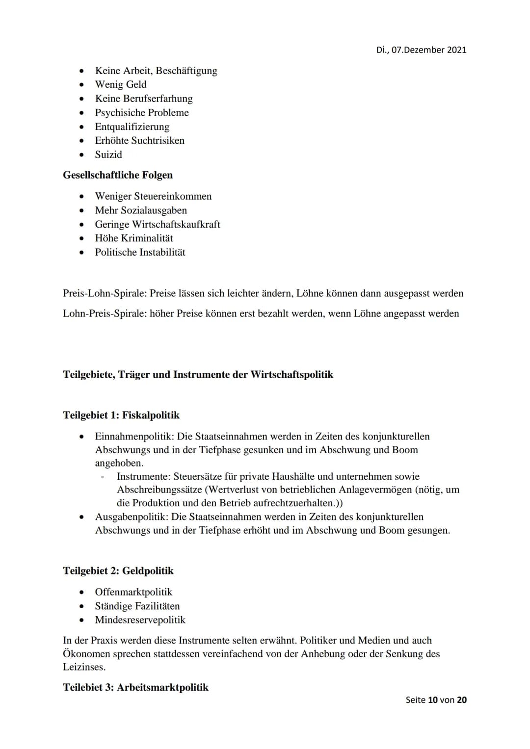 Di., 07.Dezember 2021
Grundlagen der Wirtschaftspolitik
Wirtschaftspolitische Problemfelder
Problemfeld Nr. 1: Konjunkturschwankungen
Un
