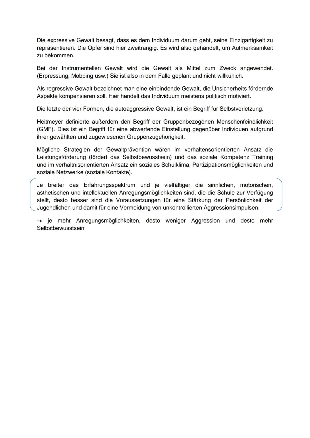 # Gewalt - Wilhelm Heitmeyer
Gewalt ist das (in-) direkte Einwirken auf einen Organismus mittels des Körpers,
Gegenständen, verbal oder non