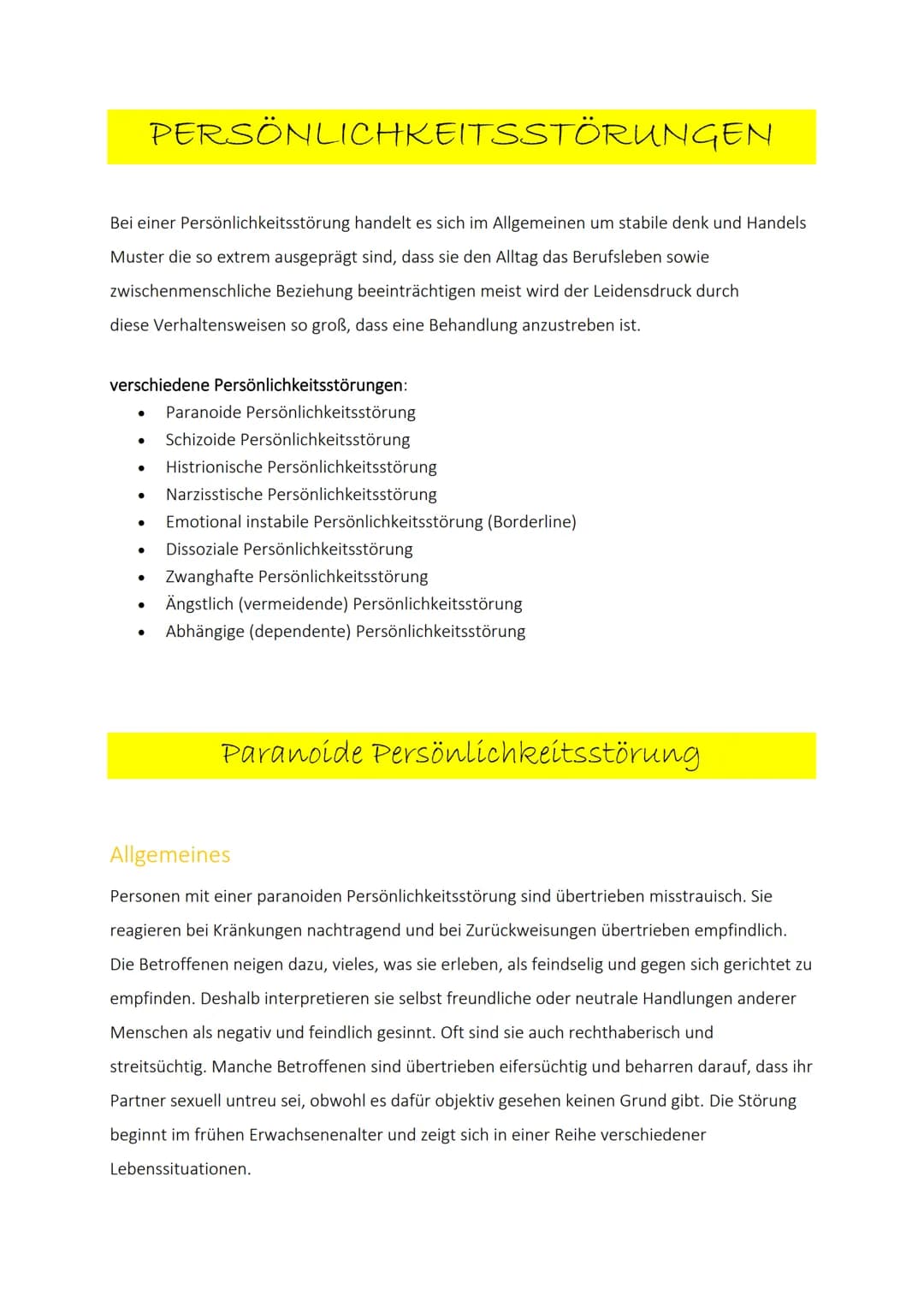 # PERSÖNLICHKEITSSTÖRUNGEN
Bei einer Persönlichkeitsstörung handelt es sich im Allgemeinen um stabile denk und Handels
Muster die so extrem