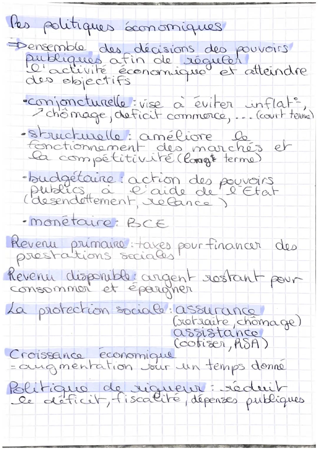 # Pes politiques économiques.
Densemble des décisions des pouvoirs
publiques afin de réguler
l'activité économique et atteindre
des objecti