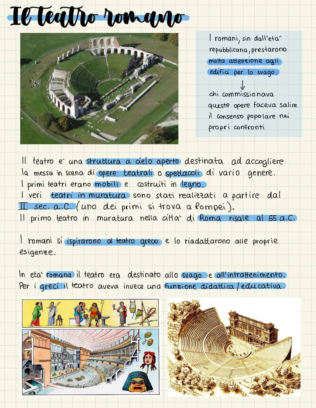 # Il teatro romano
I romani, sin dall'eta'
repubblicana, prestarono
molta attenzione agli
edifici per lo svago.
↓
chi commissio nava
quest