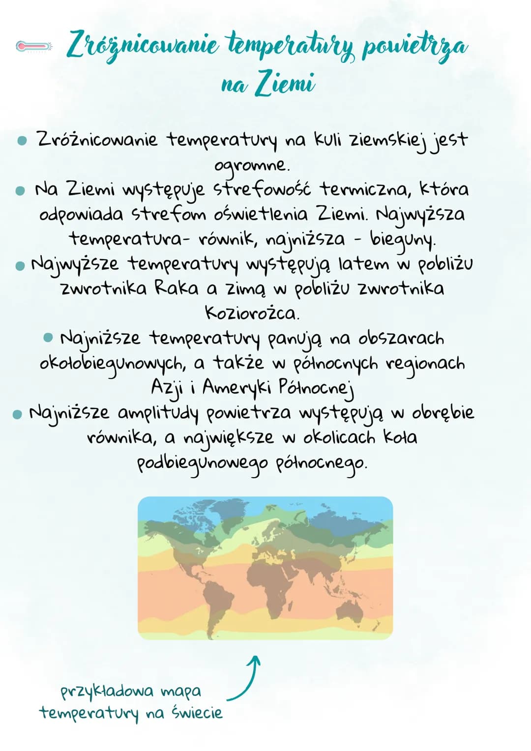 # Temperatura Powietrza
## Czynniki kształtujące temperature
* Głównym źródłem ciepła na Ziemi jest promieniowanie słoneczne.
Powierzchn