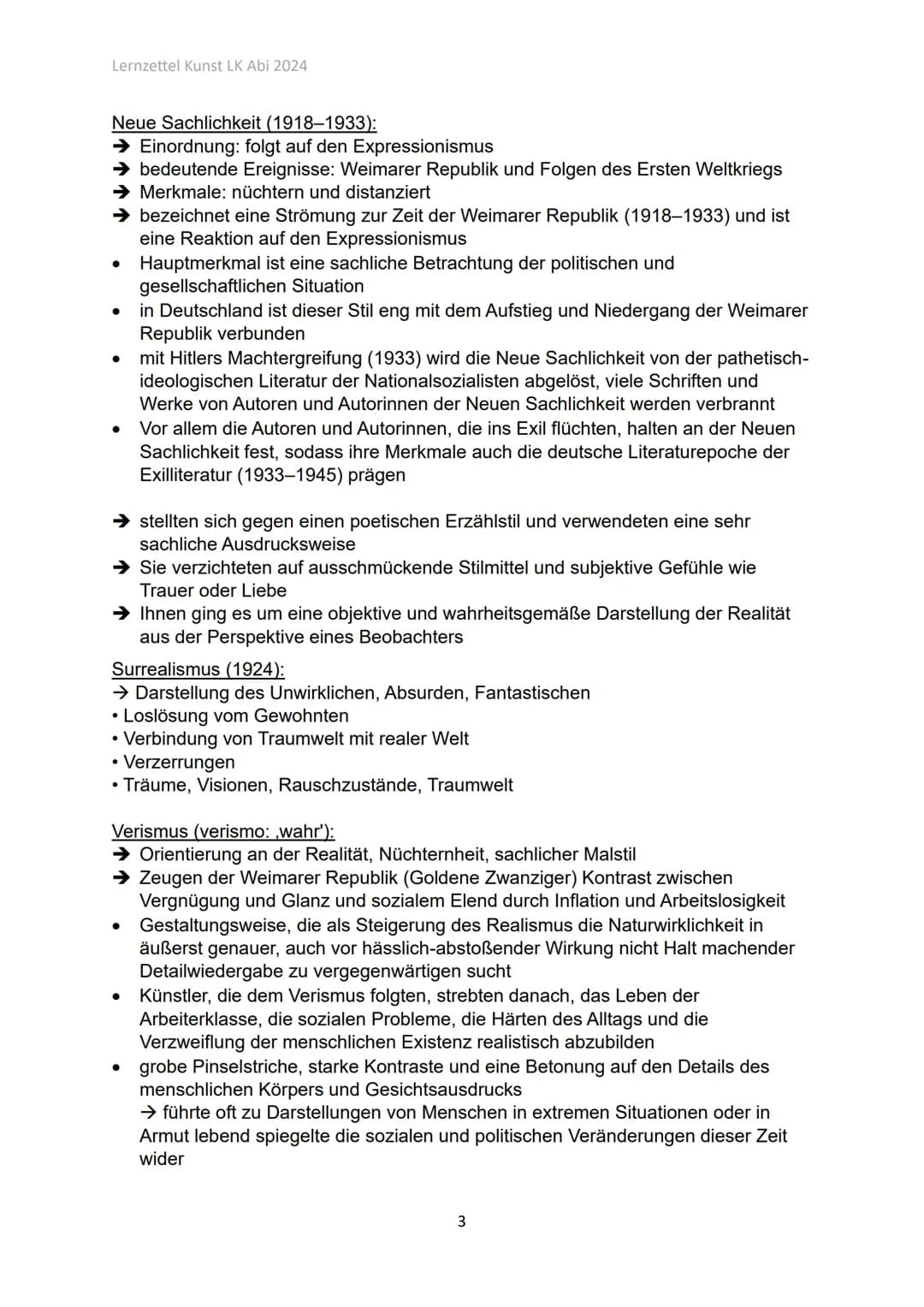 # Lernzettel Kunst LK Abi 2024
Kunst LK
Q1.1 Künstlerinnen und Künstlern des späten 19. + frühen 20.
Jahrhunderts
Romantik (ca. 1790-1850