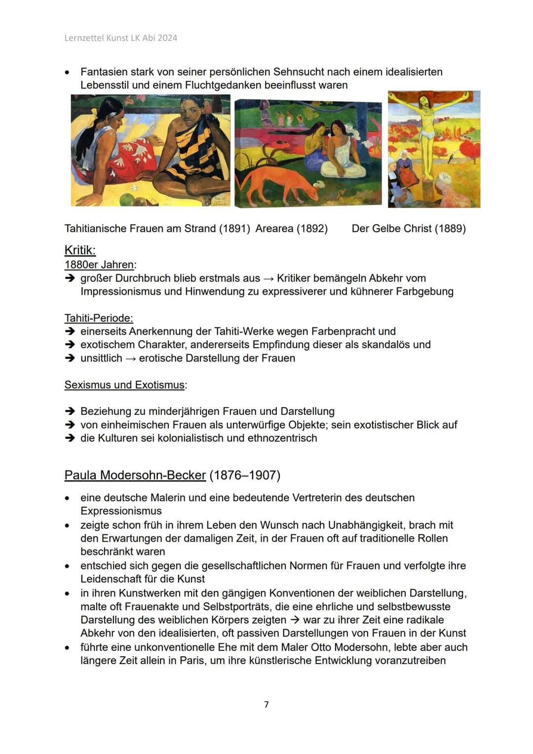 # Lernzettel Kunst LK Abi 2024
Kunst LK
Q1.1 Künstlerinnen und Künstlern des späten 19. + frühen 20.
Jahrhunderts
Romantik (ca. 1790-1850