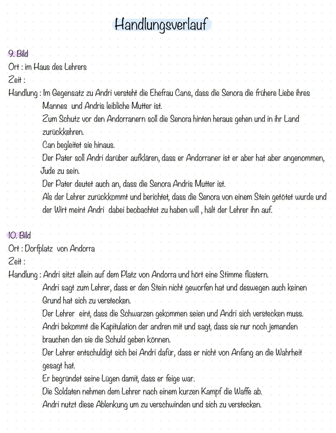 # Handlungsvelauf
## 1. Bild
Ort: Dorfplatz Andorra
Zeit: später Nachmittag / kurz vorm Abend
Handlung: Barblin weißelt ihr Elternhaus,