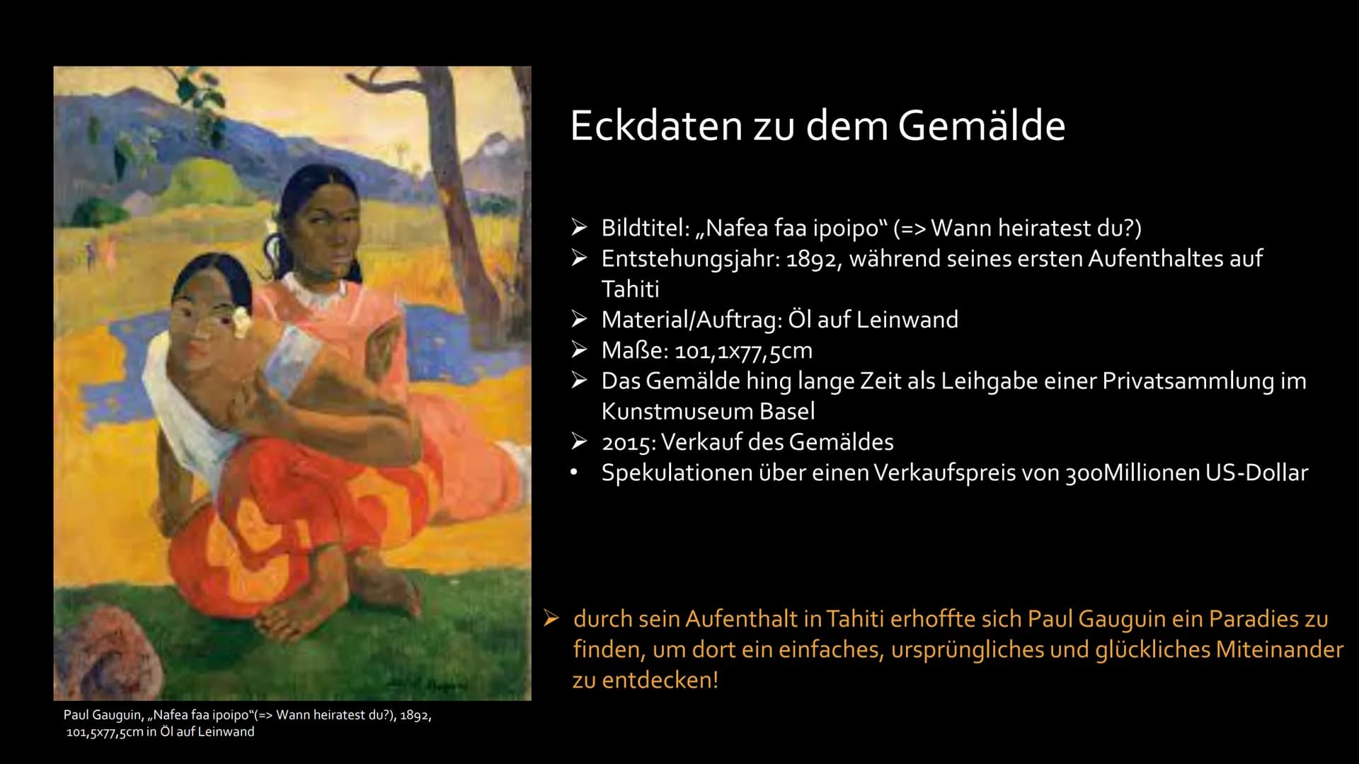 # Paul Gauguin
> Mitbegründer des Post-Impressionismus und
Wegbereiter des Expressionismus Gliederung
1. Paul Gauguin
2. Tahiti
3. Bilder