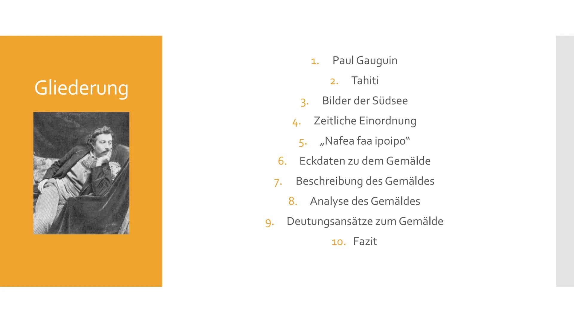 # Paul Gauguin
> Mitbegründer des Post-Impressionismus und
Wegbereiter des Expressionismus Gliederung
1. Paul Gauguin
2. Tahiti
3. Bilder
