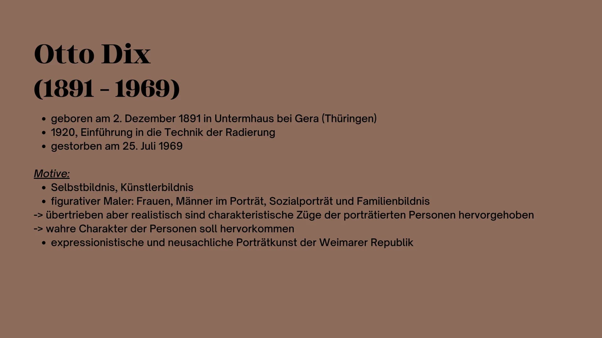 DIE
NEUE
SACHLICH-
KEIT
Emma Koch
11/2
Otto Dix „Die Eltern des Künstlers", 1924 # GLIEDERUNG
* Zeitliche Einordnung der Epoche
* His