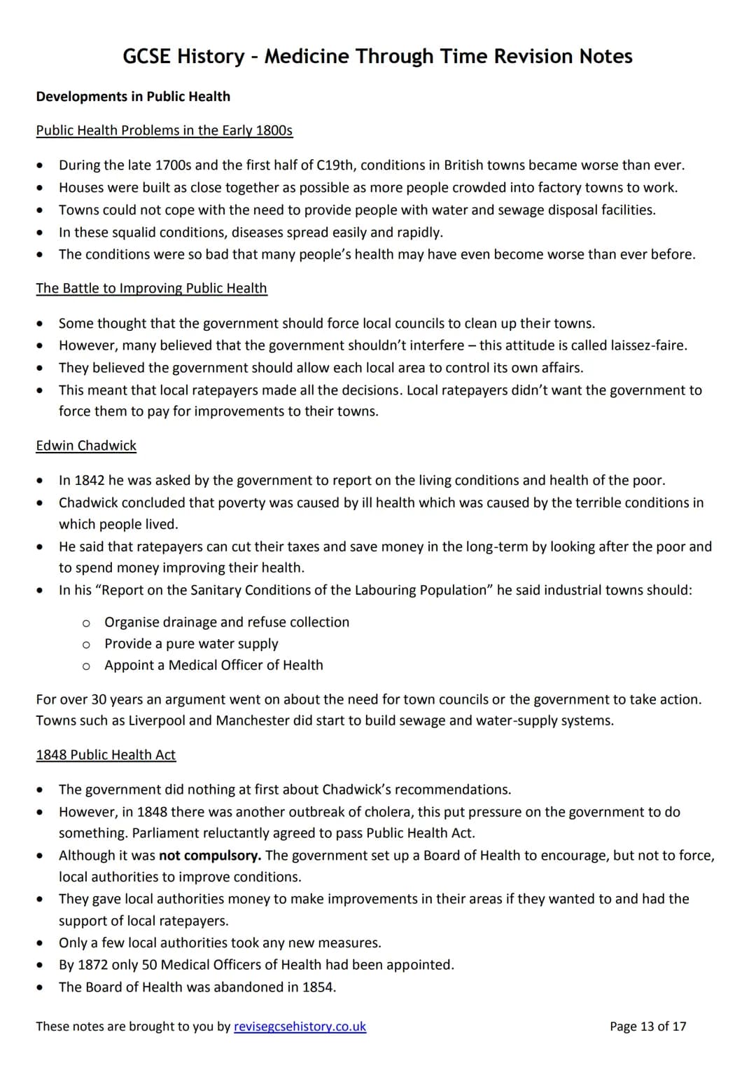 # GCSE History - Medicine Through Time Revision Notes
TOPIC 5-MEDIEVAL
Background Information
- Wars destroyed the Roman public health sy