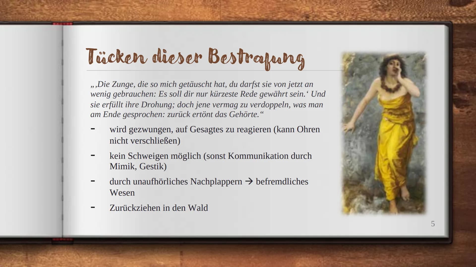 # NARCISSUS UND ECHO
- vier verschiedene / ähnliche Verwandlungen - # Gliederung
- Vorgeschichte
- Echo
- Junos Bestrafung und ihre Tücken
