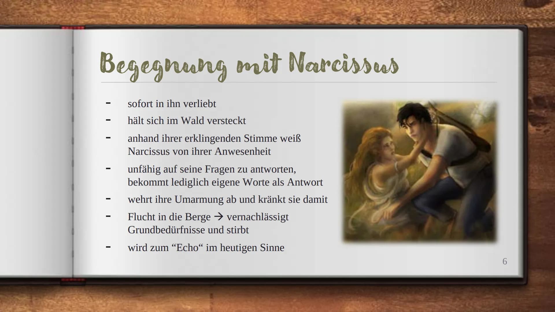 # NARCISSUS UND ECHO
- vier verschiedene / ähnliche Verwandlungen - # Gliederung
- Vorgeschichte
- Echo
- Junos Bestrafung und ihre Tücken
