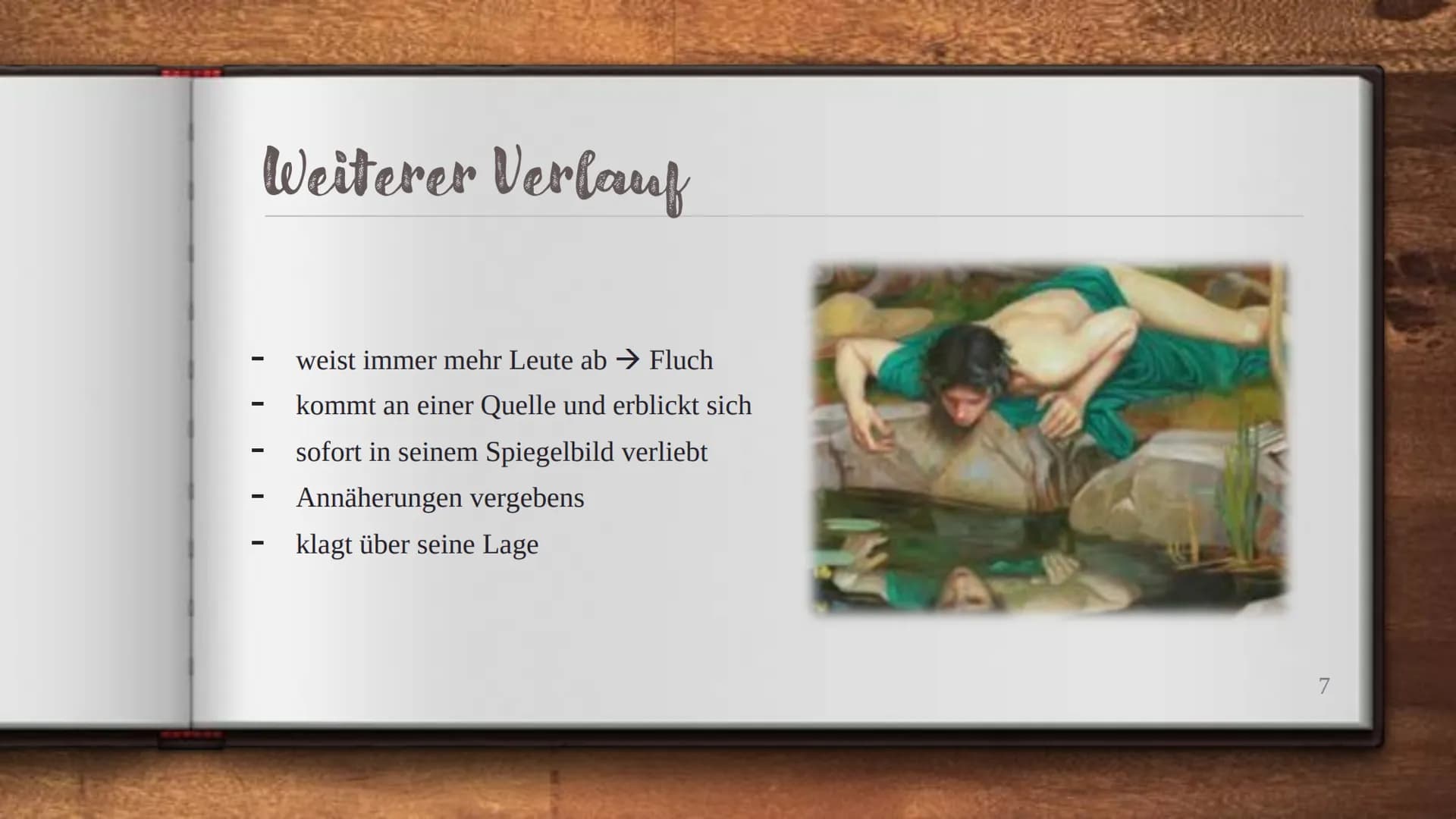 # NARCISSUS UND ECHO
- vier verschiedene / ähnliche Verwandlungen - # Gliederung
- Vorgeschichte
- Echo
- Junos Bestrafung und ihre Tücken
