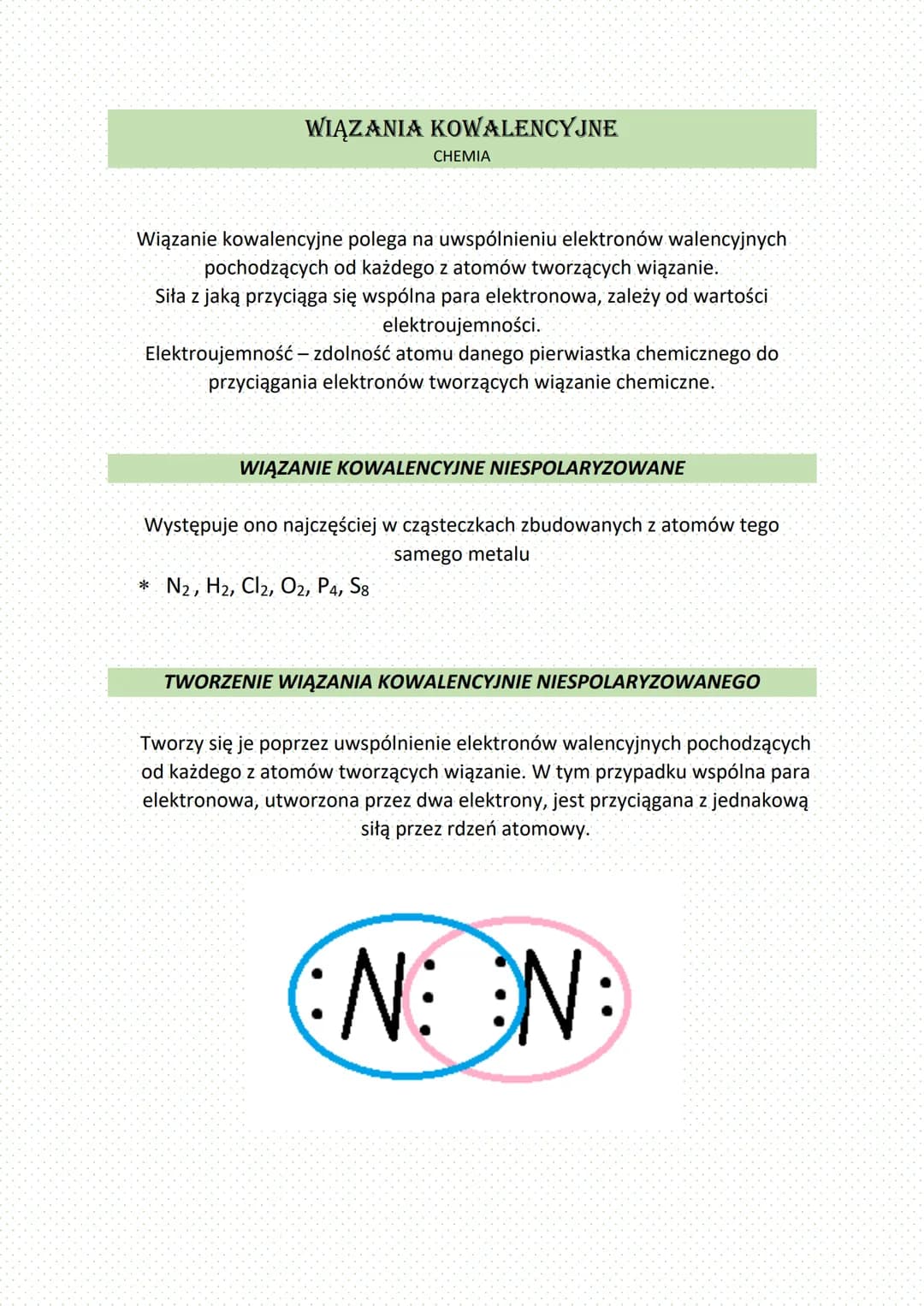 # WIĄZANIA KOWALENCYJNE
CHEMIA
Wiązanie kowalencyjne polega na uwspólnieniu elektronów walencyjnych
pochodzących od każdego z atomów tworzą